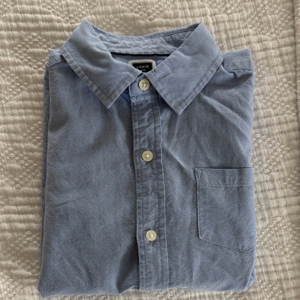 Boy’s Chambray Blue Button-Up Long Sleeve Shirt Janie and Jack Size 6